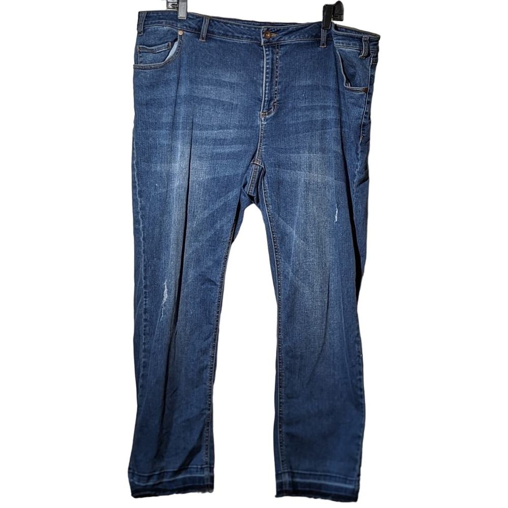 Ellos High Rise Distressed raw Edge Straight Jean Womens Size 18